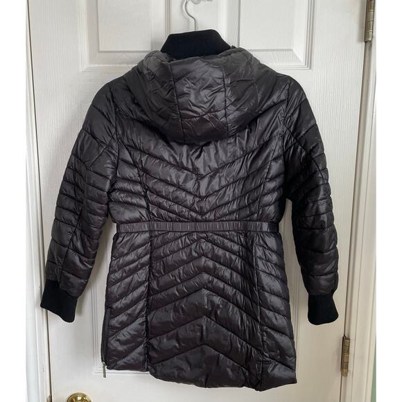 XOXO Puffer Hooded Jacket Girls Size L Front Zip Pockets Ribbed Collar and Cuffs - Picture 3 of 13